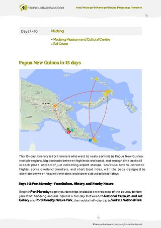 example page 2 from our offline Travel Guide for Papua New Guinea